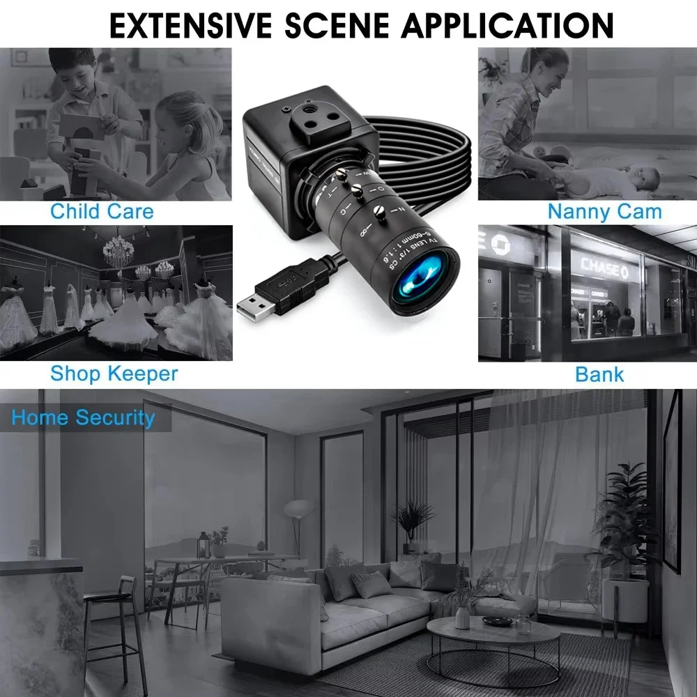 Global Shutter USB Camera 1080P 90FPS Industrial Metal Box With 5-100mm Varifoca