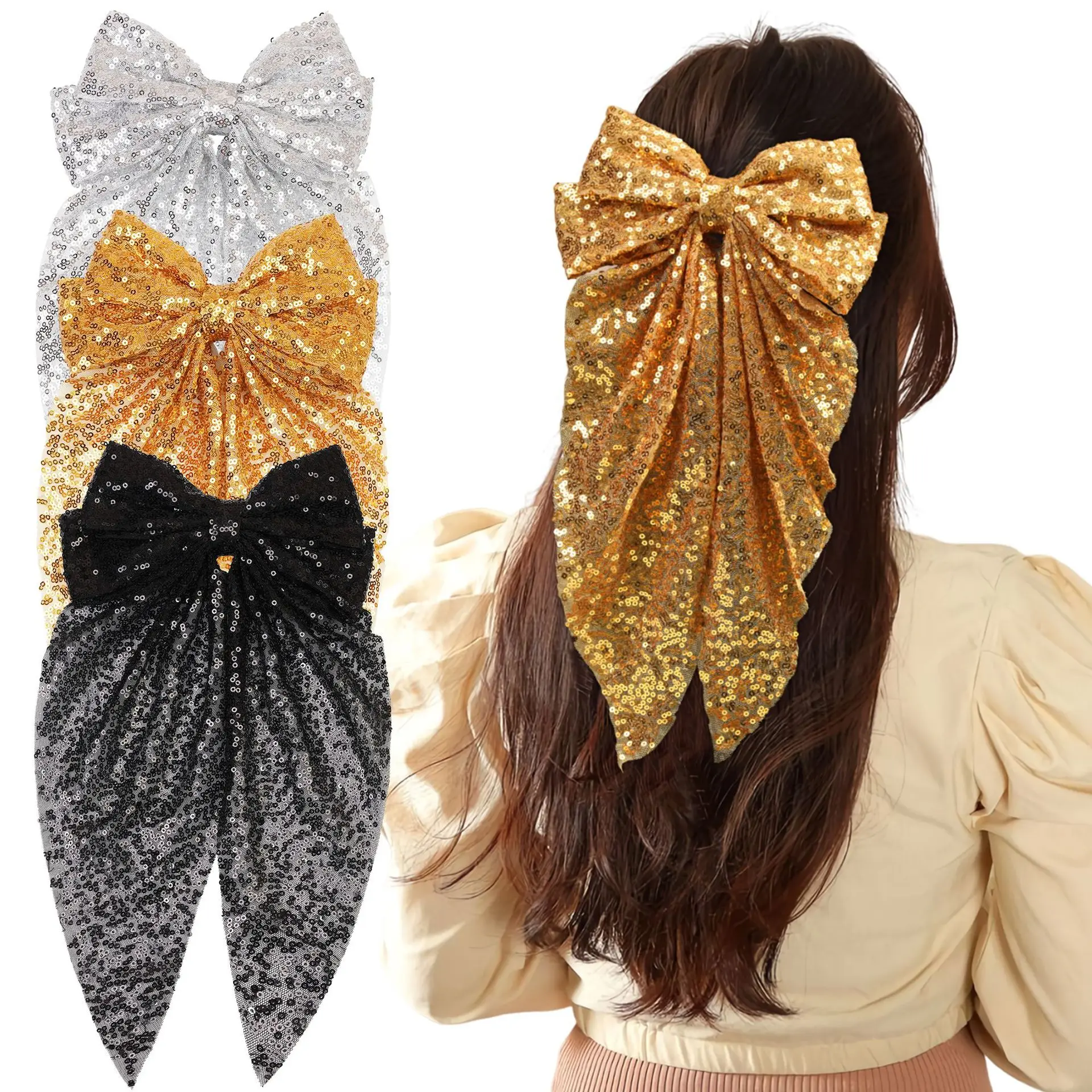 3pc/lot Large 7inch Solid Glitter Sequin Bows Hair Clips Baby Big Fable Bow Hairpins Newborn Girls Sequin Bow Hairgrips Barrette for 5 7inch lq057q3dc01 lq057q3dc02 lq057q3dc12 lcd display