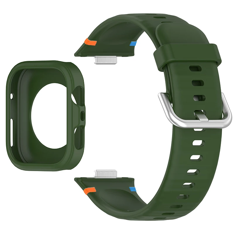 Protective Soft Case with Silicone Sports Strap for Smartwatch Fitness Bands