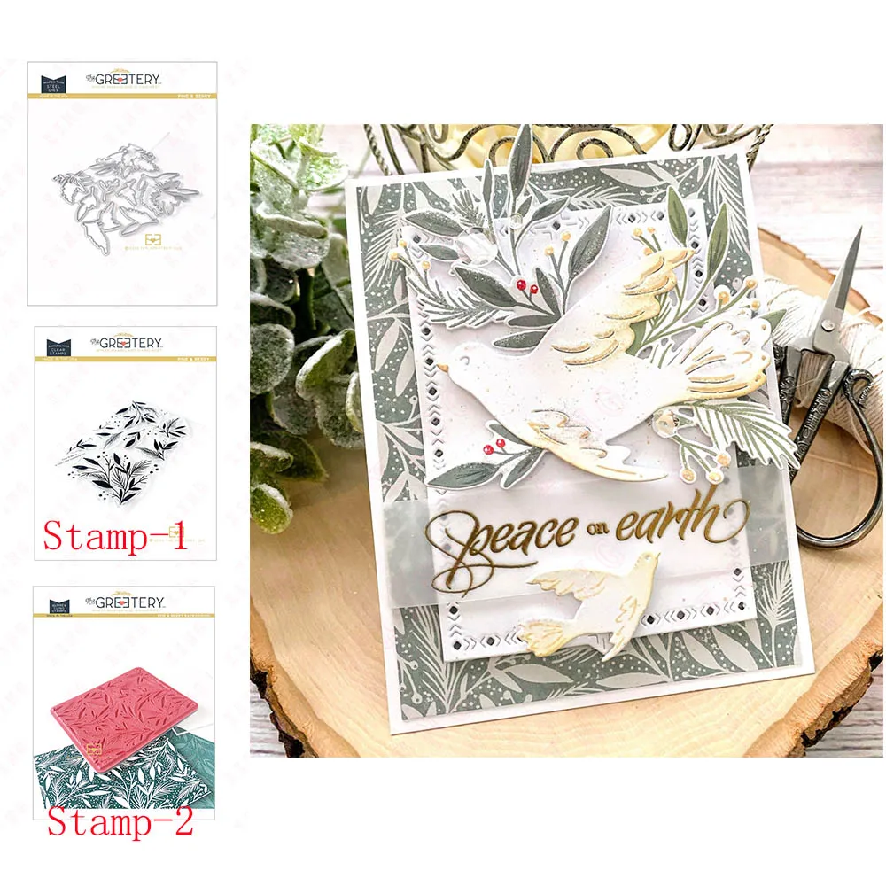 

Diy Scrapbook Decoration Embossing Craft Stamps Christmas Arrival 2022 Metal Cutting Dies New Make Album Card Pine & Berry Molds