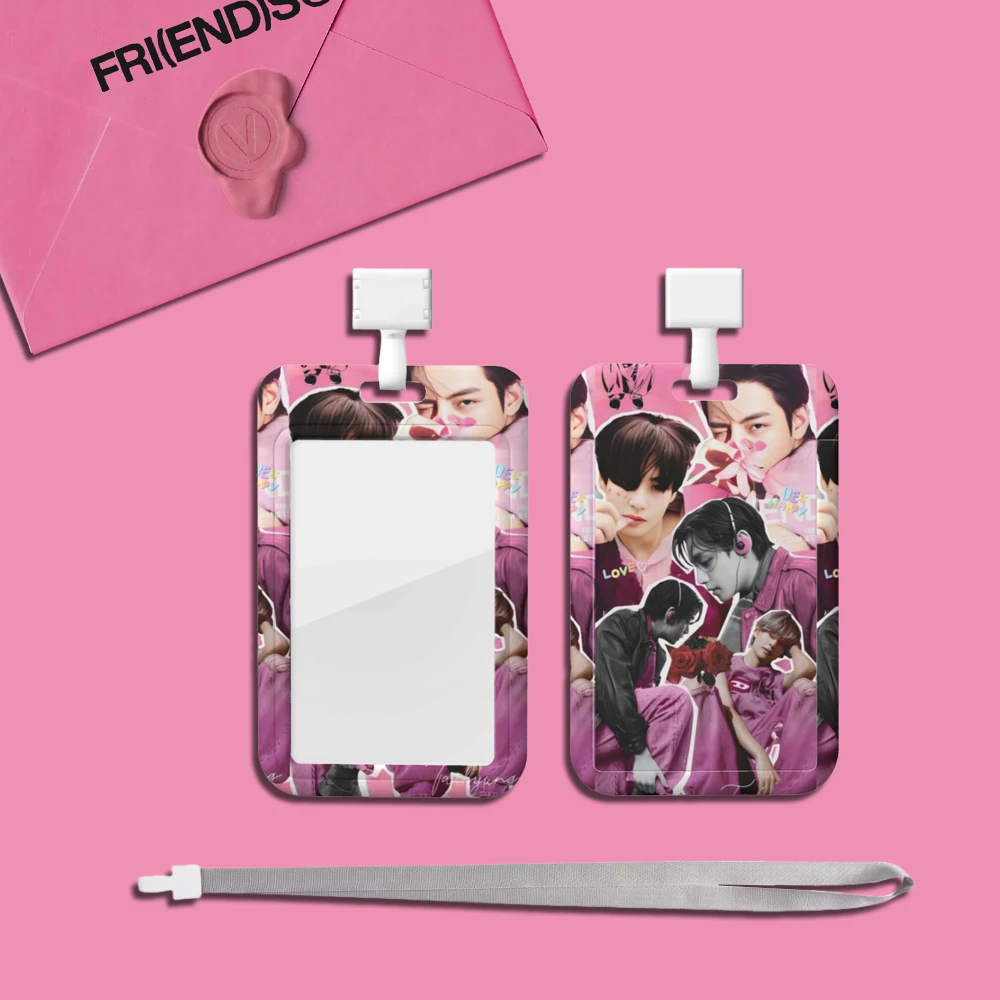 Kpop Photocard Holder Photo Sleeves ID Card Holder LAYOVER FRIENDS Idol Cards Display Protector Bus Student Neck Strap Lanyards