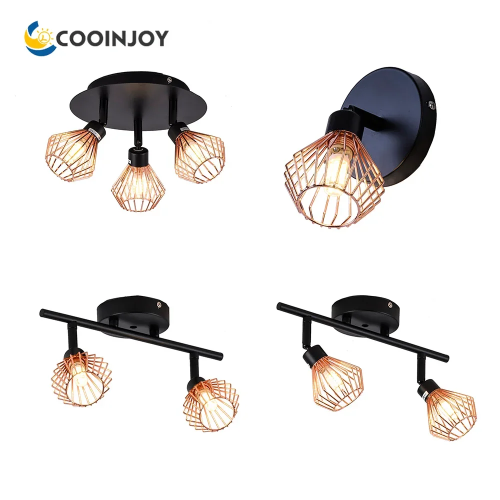 

Track Ceiling Spotlight 3Light Vintage Rotatable Mount Ceiling Light LED Track Lighting Kit Fixture for Bedroom Hallway