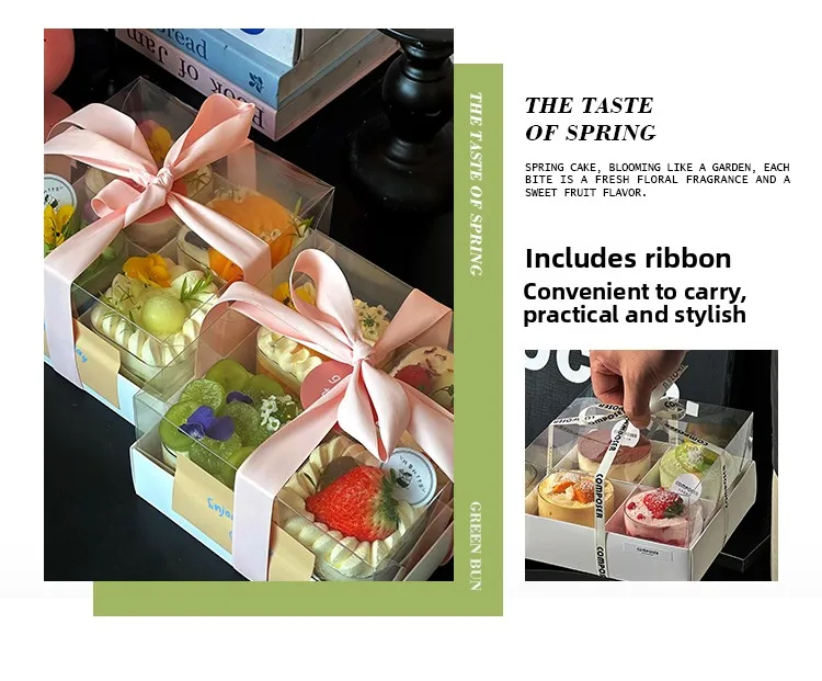 Four by Six by Nine Grid Transparent Cake Box Dessert Pastry Container for Afternoon Te... - SKU GTCB1002 - UGI Packaging