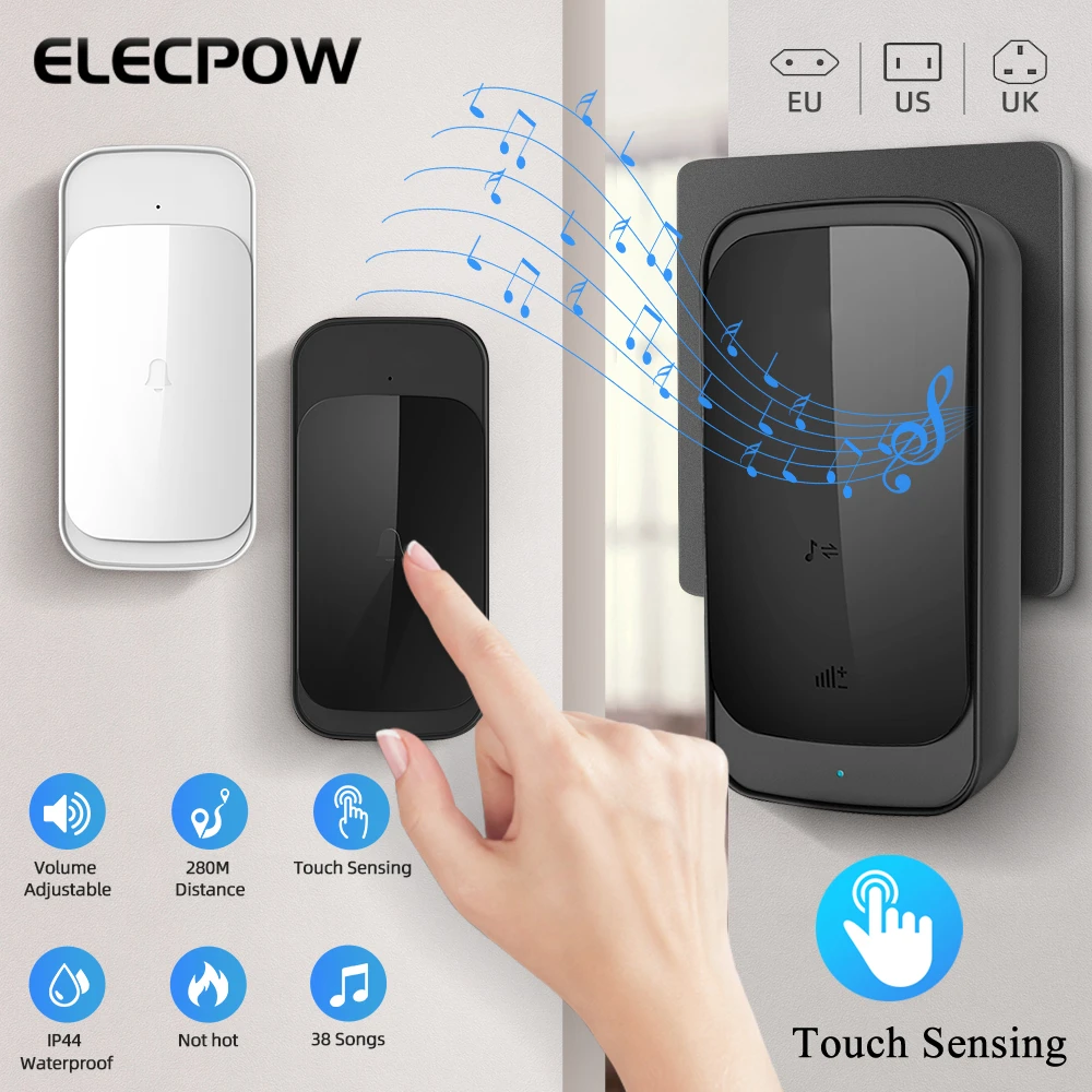 micron touch screen video intercom Elecpow Smart Home Wireless Doorbell Outdoor Waterproof Touch Sensing Door Bell Kit 58 Chords Home Welcome House Chimes Receiver video intercom system