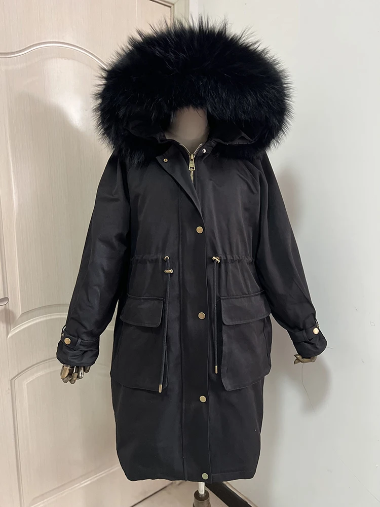 

Real Fur Parka Winter Women -30 Degrees Snow Outwear Raccoon Dog+Rex Rabbit Fur Long Coats Wool Liner Ovrsized Jacket YTNMYOP