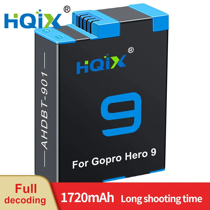 Hqix Per Gopro Hero 9 10 11 Black Action Camera Ahdbt-901 Caricabatteria