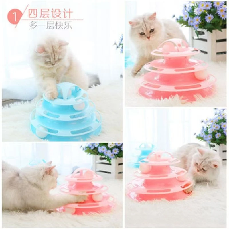 Levels Cats Toy Tower Tracks Cat Toys Interactive Cat Intelligence Training Amusement Plate Tower Pet Products Cat Tunnel