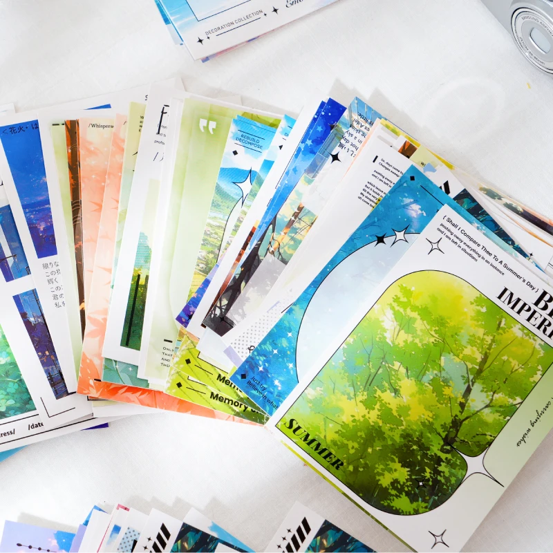Journal GO 30pcs Aesthetic Decorative Collage Card for Journal Scrapbooking Wall Ins BeautifulScenery Artistic Background Paper 4