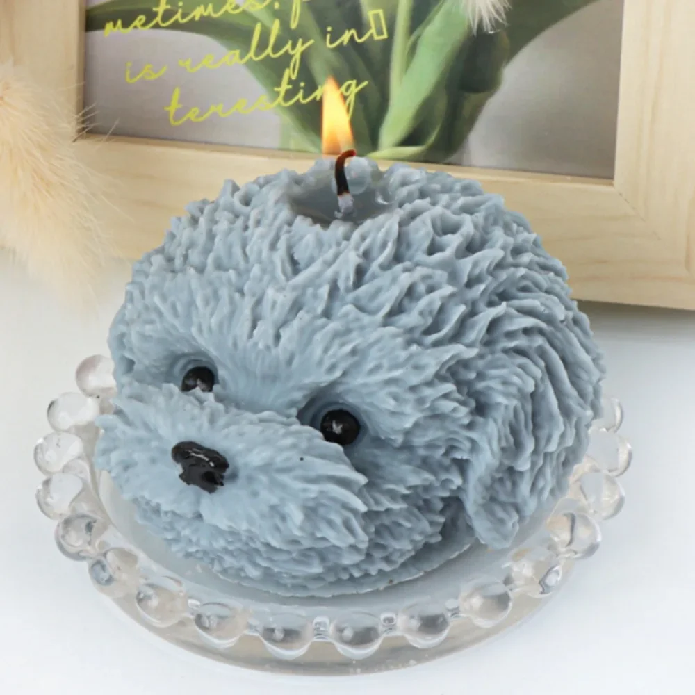 3D Teddy Dog Head Silicone Candle Mould DIY Emulation Poodle Soap