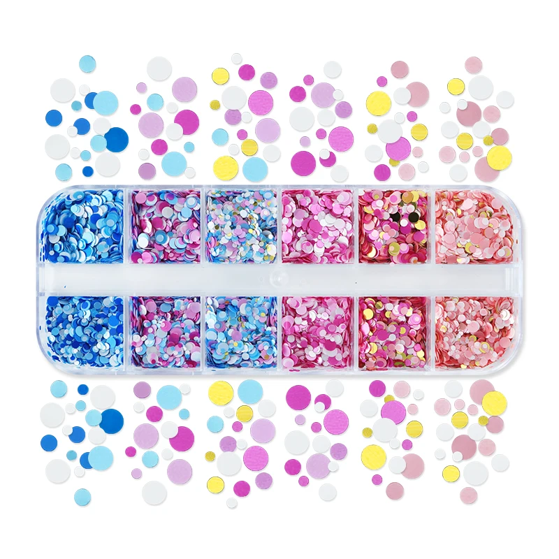 

Kawaii Iridescent Round Sequins Nails Art Glitter Wave Dot Mixed Flake Charms Decoration Accessories for Nail Polish Supplies