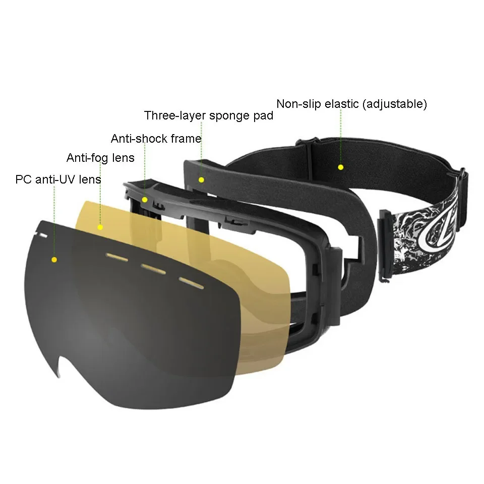 Fashion Ski Goggles Set Double Layers UV400 Anti-fog Big Ski Mask Glasses Skiing Snow Snowboard Goggles Men Women Ski Eyewear 6