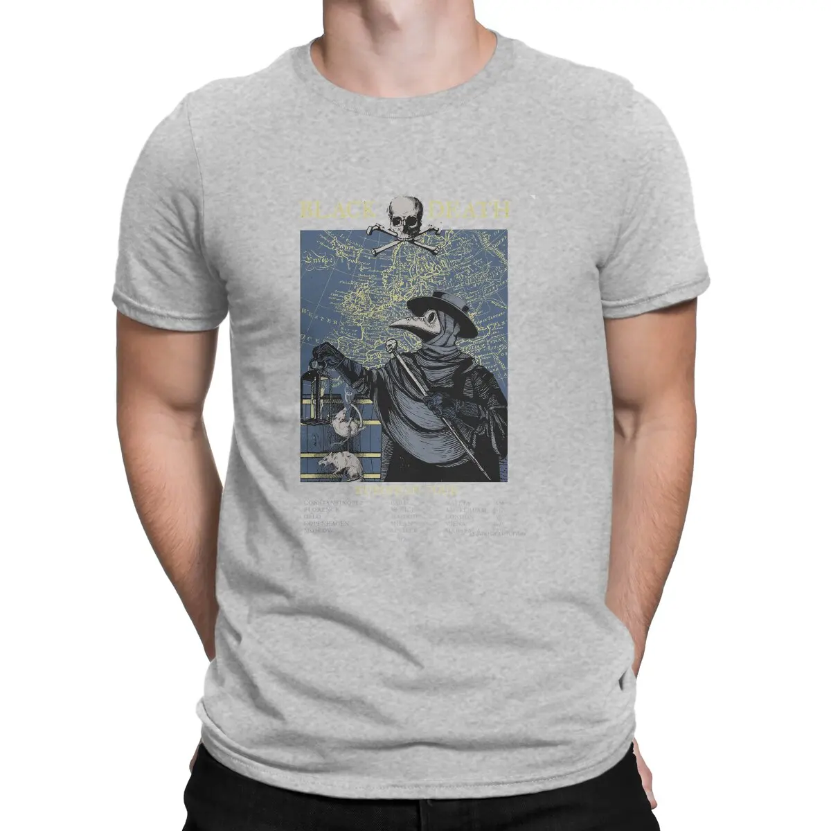 thumbnail image 1 of Camiseta divertida de la gira europea de la Peste Negra para hombre, cuello redondo, algodón puro, SCP, Doctor de la Plaga, manga corta, ropa gráfica, 1 of 7