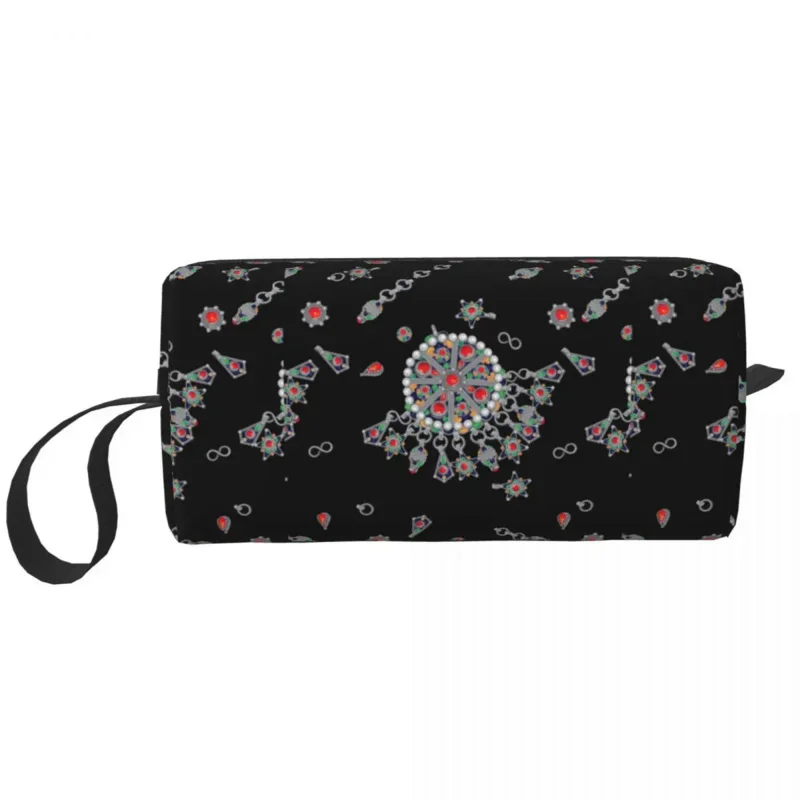 

Kabyle Jewelry Toiletry Bag for Women Amazigh Africa Ethnic Style Cosmetic Makeup Organizer Lady Beauty Storage Dopp Kit Box