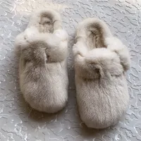 Chaussures en fourrure de vison véritable de haute qualité 2026 pour femme, mules et sabots en fourrure de vison pour femme, pantoufles plates d'extérieur et d'intérieur 2