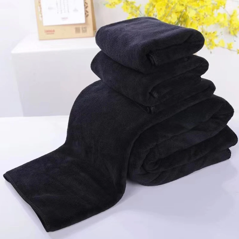 Microfiber Black Soft Strong Water Absorption Towels hotel beauty salon Spa Bath Hair Drying Towel home Kitchen cleaning Towe 2
