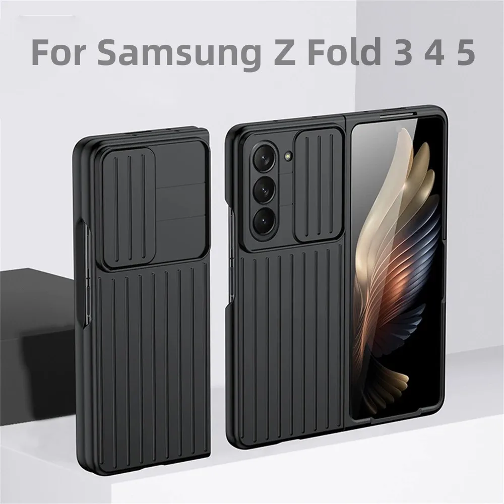 Luxury Slide Camera Protection Case for Samsung Galaxy Z Fold 3 4 5 Z fold 3 4 Fold 5 5G Slim Matte PC Shockproof Hard Fundas