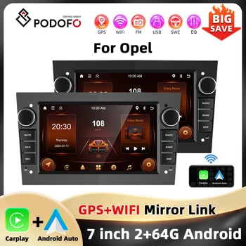 Podofo 7'' 2+64G Estéreo para Auto para Opel Astra Antara Vectra Corsa Reproductor Multimedia GPS WIFI Carplay Android Auto BT RDS Audio para Auto 1
