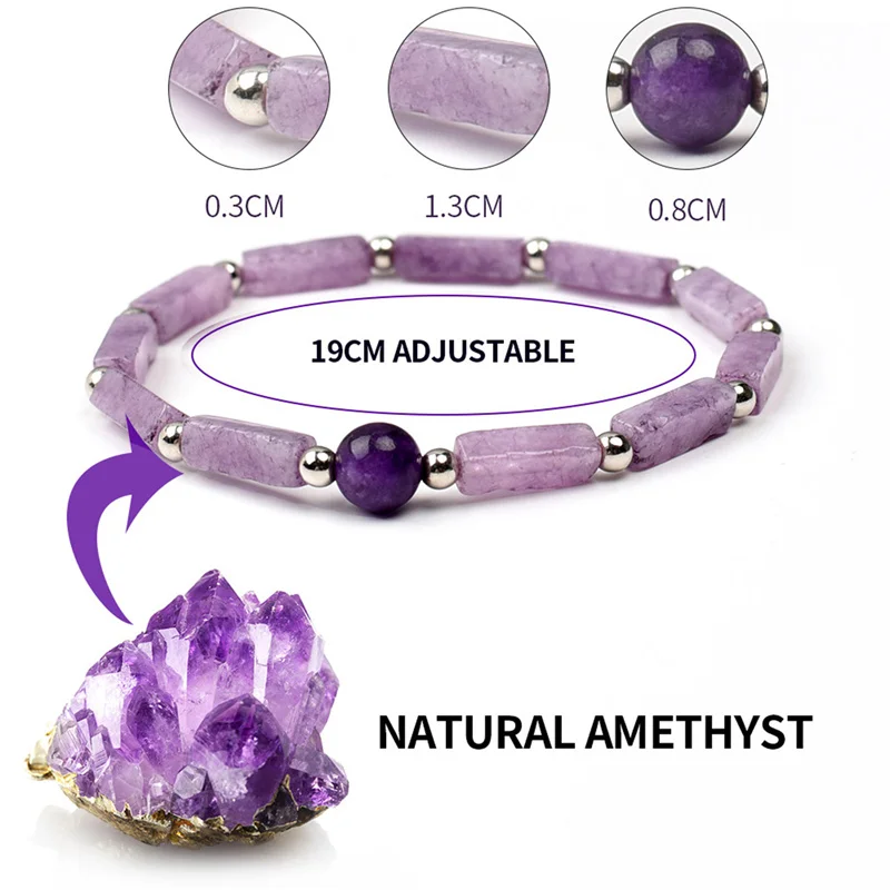 Natural Amethyst Body-purify Slimming Bracelet Stone Energy Bracelets for Women Fatigue Relief Healing Yoga 4