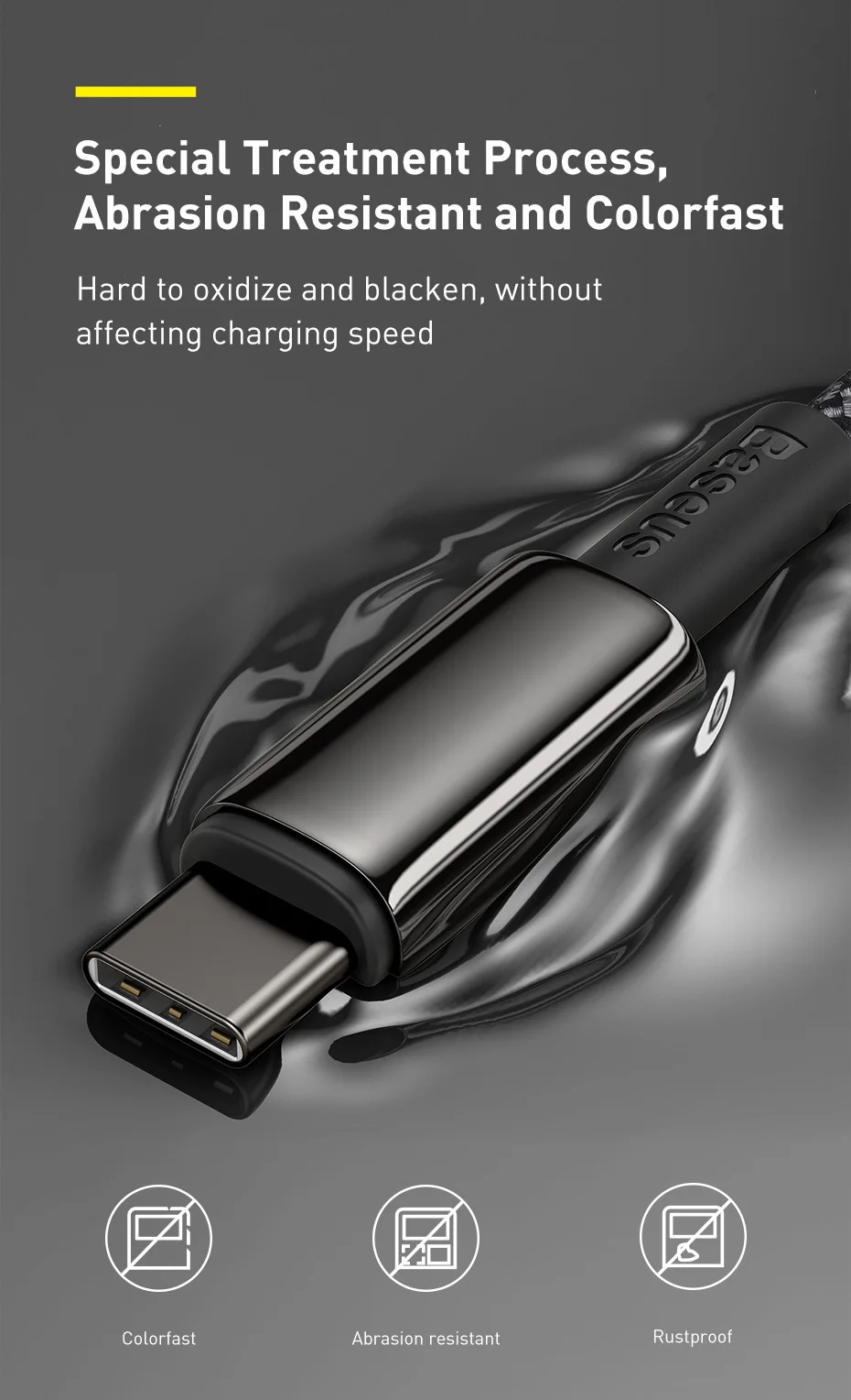 كيبل Baseus W USB-C شحن سريع لهاتف آيفون 15 وماك بوك - صورة المنتج 3