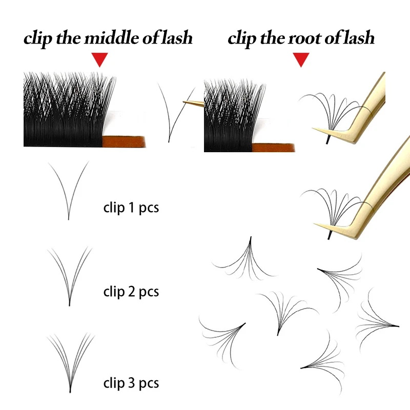 Eyelash Extension Yelix V Shape Auto-Fans Lashes Soft Easy Fan Eyelash Extension Volume Lash Extension Premium Natural Individual Lashes Mink
