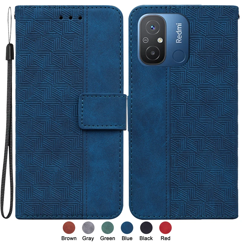12C Etui Per Xiaomi Redmi 12C 6.71 "Custodia Per Xiaomi Redmi 12 C 12C Custodie Magnetic Geometric Textile Pattern Portafoglio Cover In Pelle