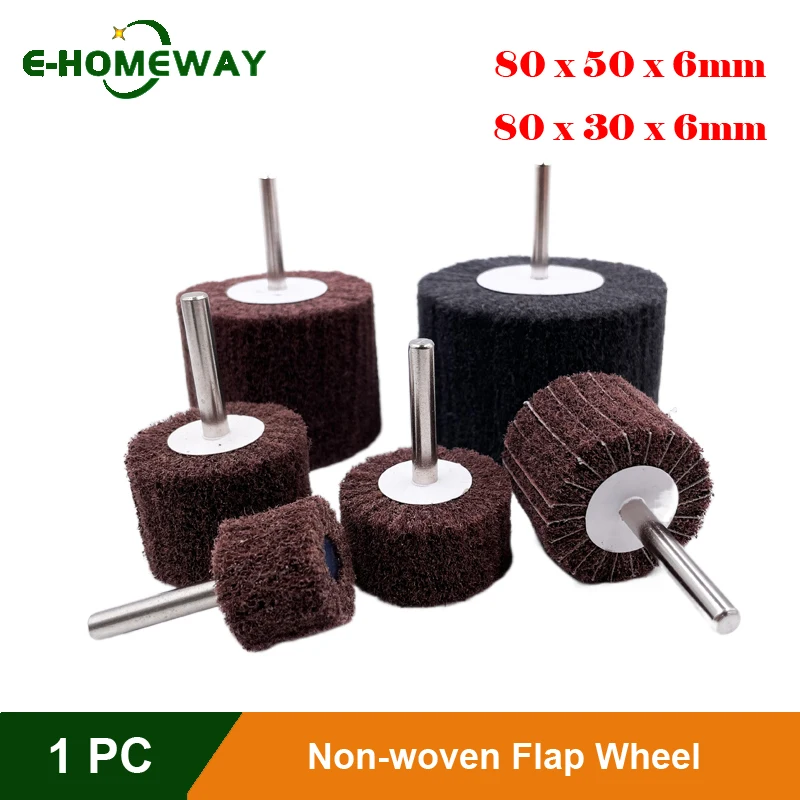 

80mm Non-woven Abrasive Buffing Wheel, 6mm (1/4") Shank, Premium Polishing Wheel For Metal, Wood - Power Drill Accessories - 1PC