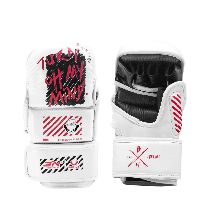 BN Youth Adult Open Half Fingers Sanda Boxing MMA Muay Thai Gloves Kickboxing Martial Arts Fight Mittens Equipment DEO boxing gloves