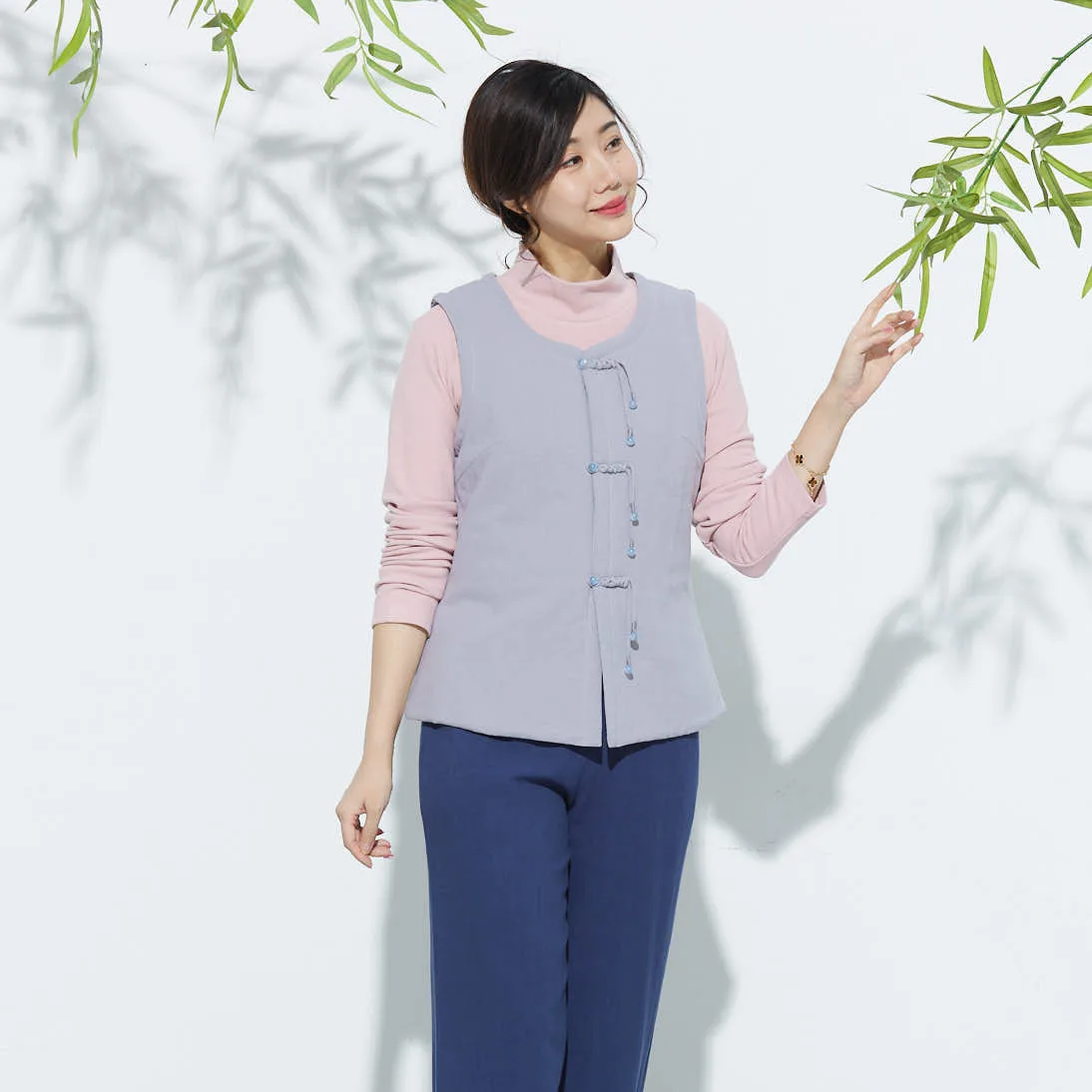 

New Women's Autumn and Winter Cotton Vest Decorative Pendant Linen Thickened National Style Zen Tea Clothing