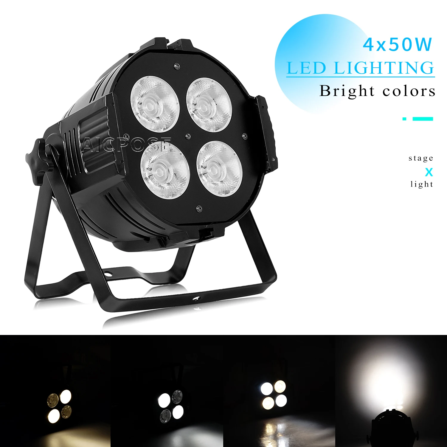 4X50W Cob Stage Light 200W Cool White/Warm White Light Dmx512 Control Stage Dj Disco Music Wedding Show Lighting
