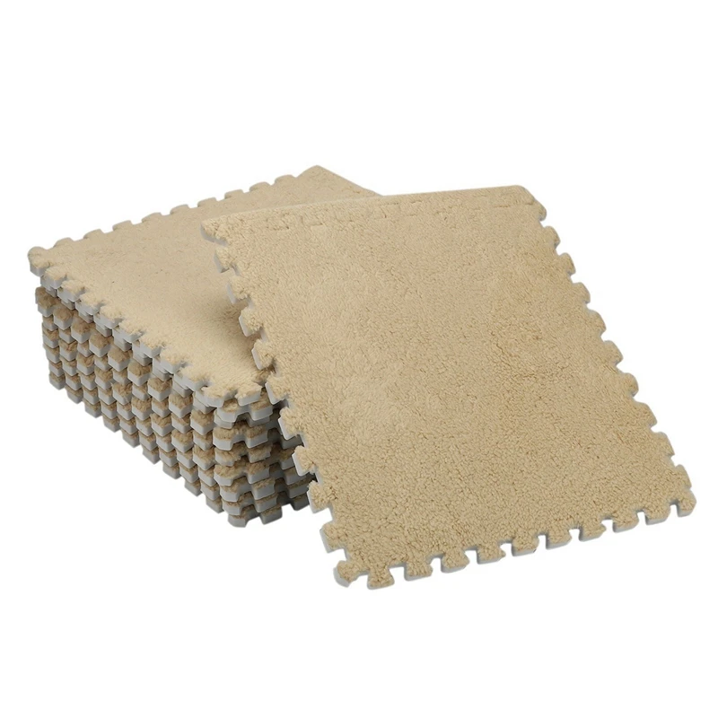 Promotion! 50 Piece Interlocking Foam EVA Fuzzy Mat Flooring  Carpet Tiles For Kids - Perfect For Nursery Décor, Baby Room 4