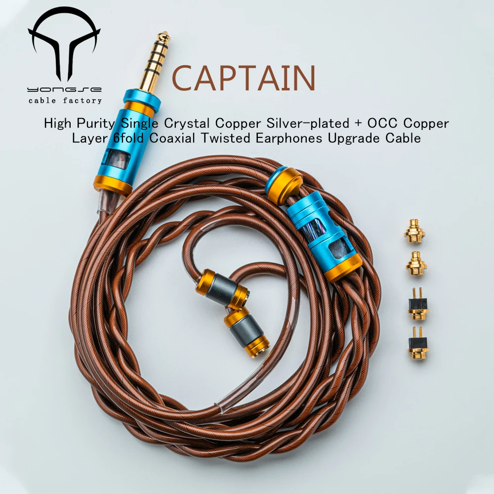 Yongse Captain wysokiej czystości pojedynczy kryształ miedź posrebrzana + OOC miedziana warstwa 6-krotny koncentryczny skręcony kabel do aktualizacji słuchawek