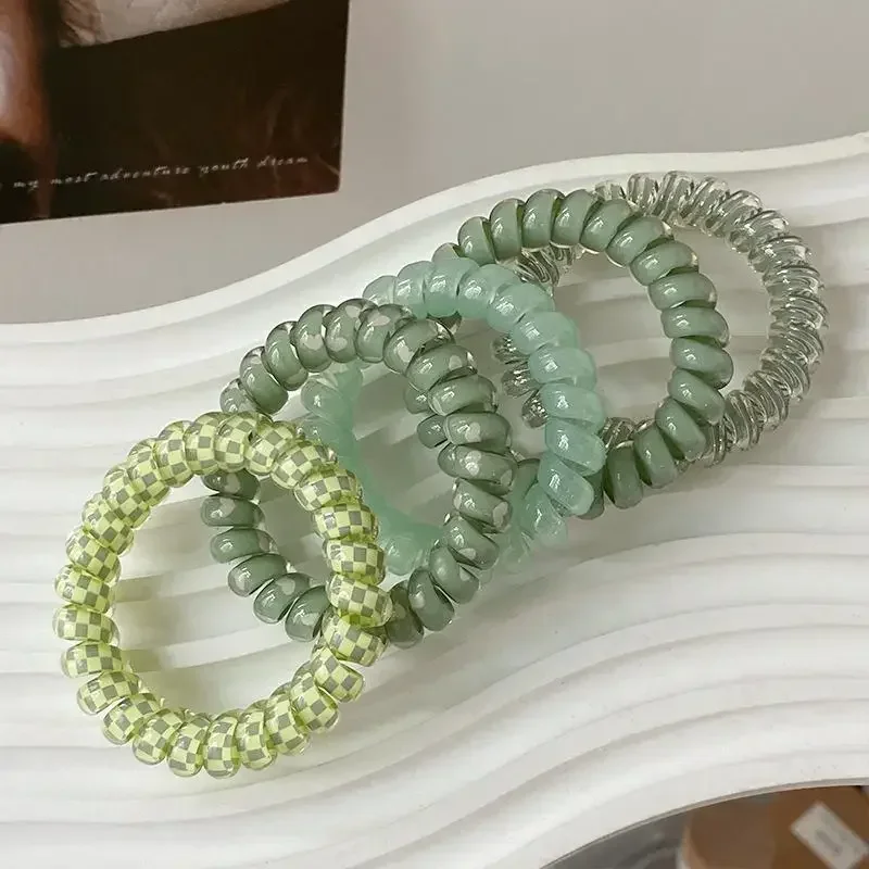 Spiral Coil No-Crease Hair Ties - 5 Pack Elastic Ponytail Holders
