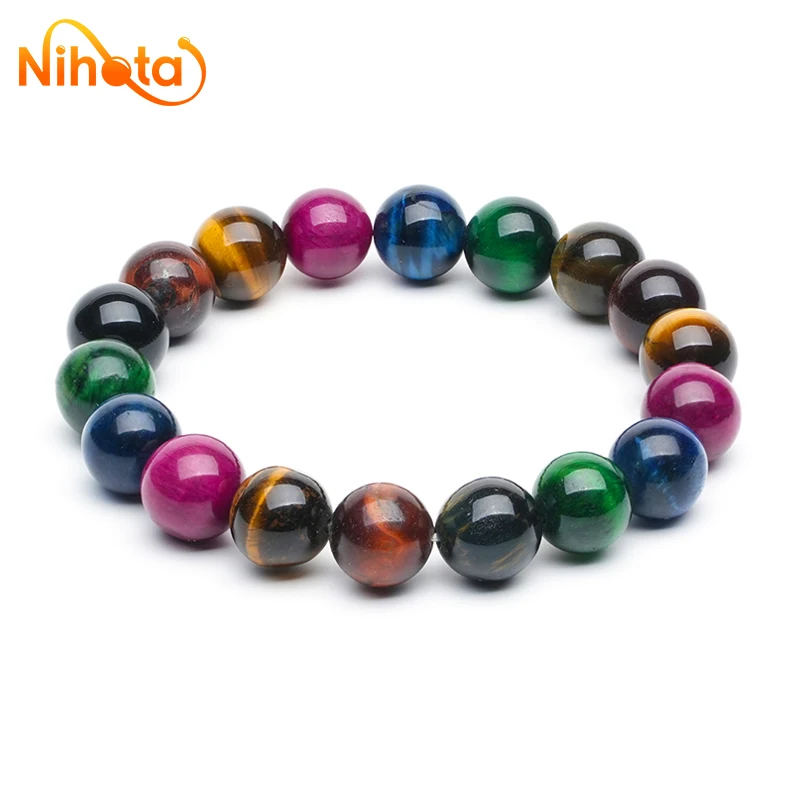 Mixed Color Tiger Eye acelet Charms Luxury Fine Jewelry Couple Personalized Beaded Bangle Bangles Yoga Meditation 6/8/10/12mm 4