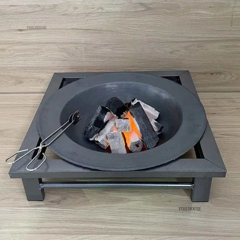 Old-fashioned Fire Pits Charcoal Barbecue Heating Stove Winter Rural Charcoal Basin Cast Iron Stove Outdoor Barbecue Grill DD