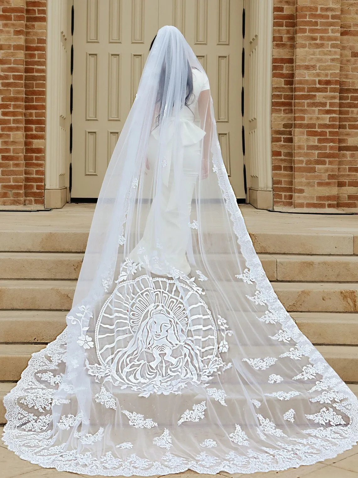 Luxury Long Trailing Wedding Veil Soft Yarn Bride Super Cathedral Church Catholic Veil