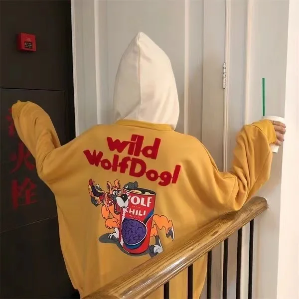 

Hoodie and fleece women's loose Korean new cartoon printed sweatshirt casual coat 2021 new cartoon casual top ins