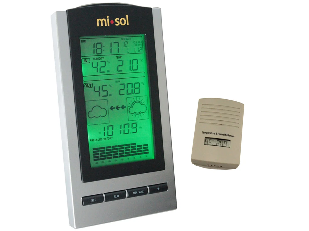 

Misol wireless Weather Station, wireless thermometer with Outdoor Temperature and humidity sensor LCD display, Barometer
