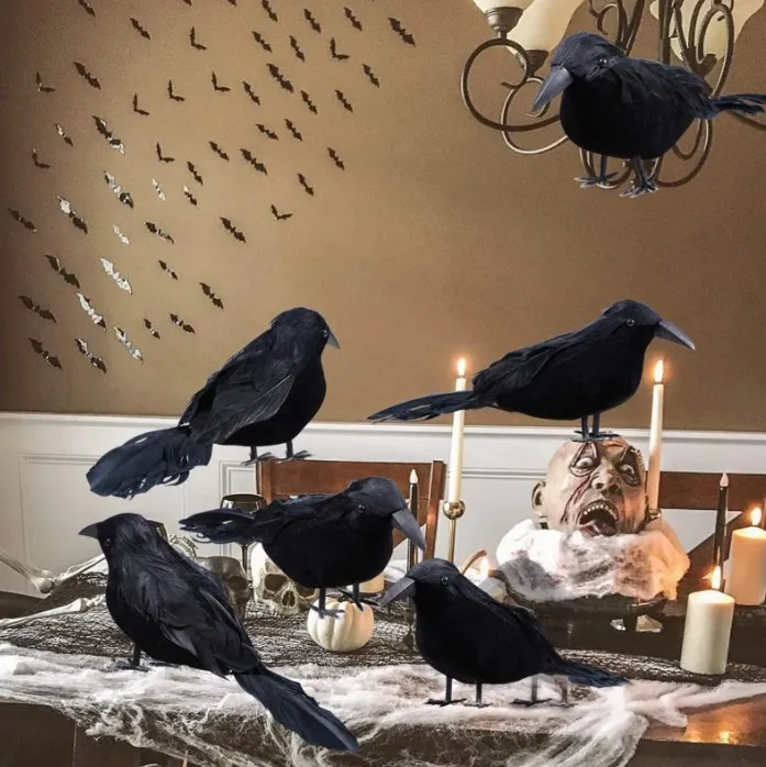 Realistic Artificial Crows Party Ornament Halloween Decorations 2023 Halloween Party Props Horror Crow Decoration 6pcs 3