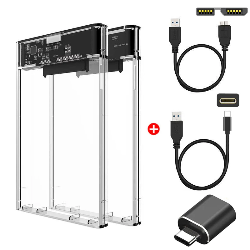 Duokon Boîtier Disque Dur Externe Transparent USB C 2.5 Pouces 5Gbps