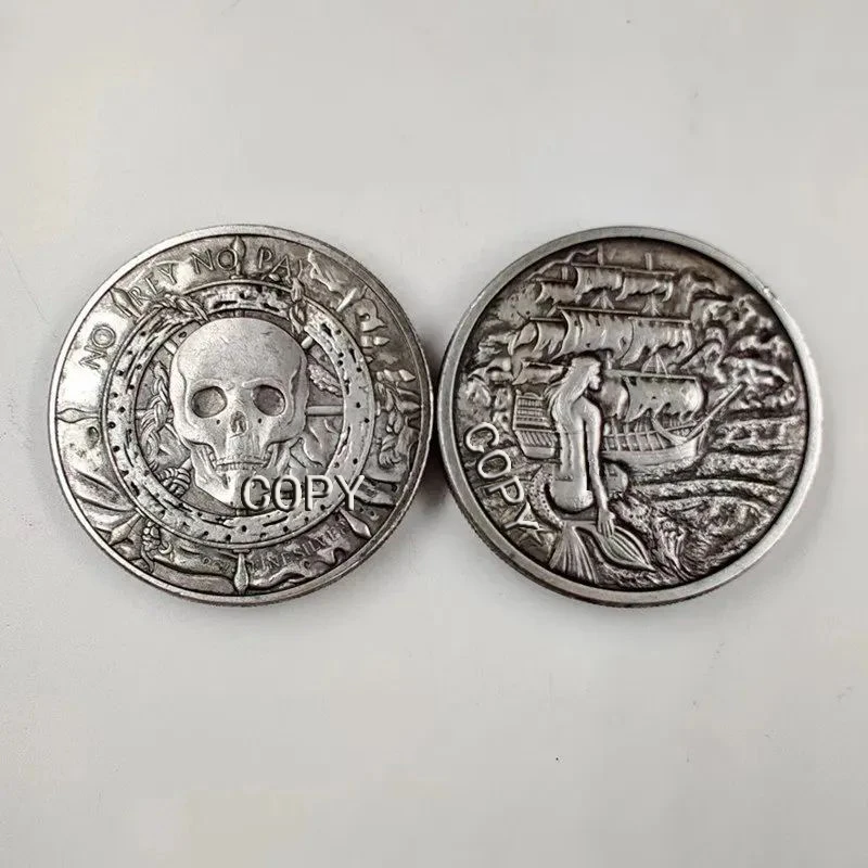 Beauty woman Commemorative Seven Series of American Tokens Collectibles Skull Sailboat Pattern Engraving  challenge coin