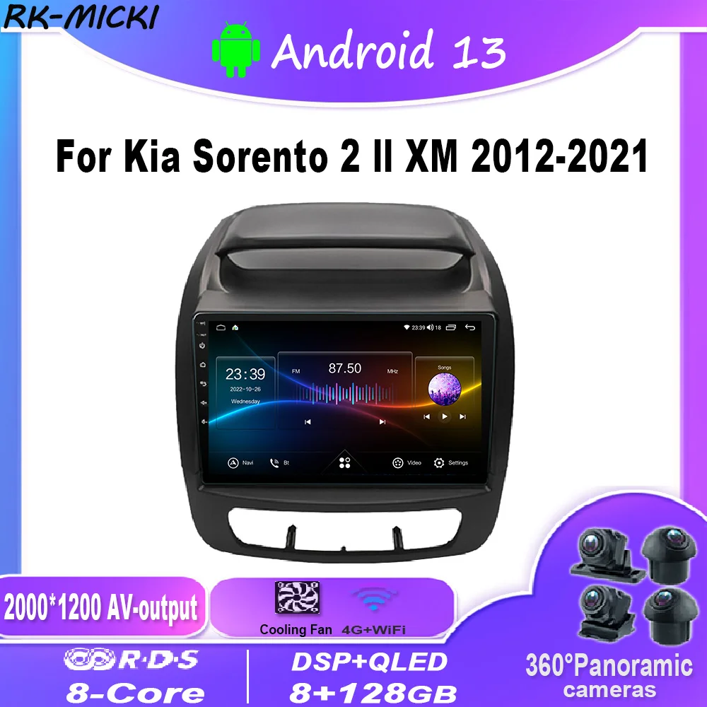 

Radio car multimedia player con GPS,Android13,Carplay,autorradio,9 pulgadas,para Kia Sorento 2 II XM 2012-2021,4G,WiFi,DSP
