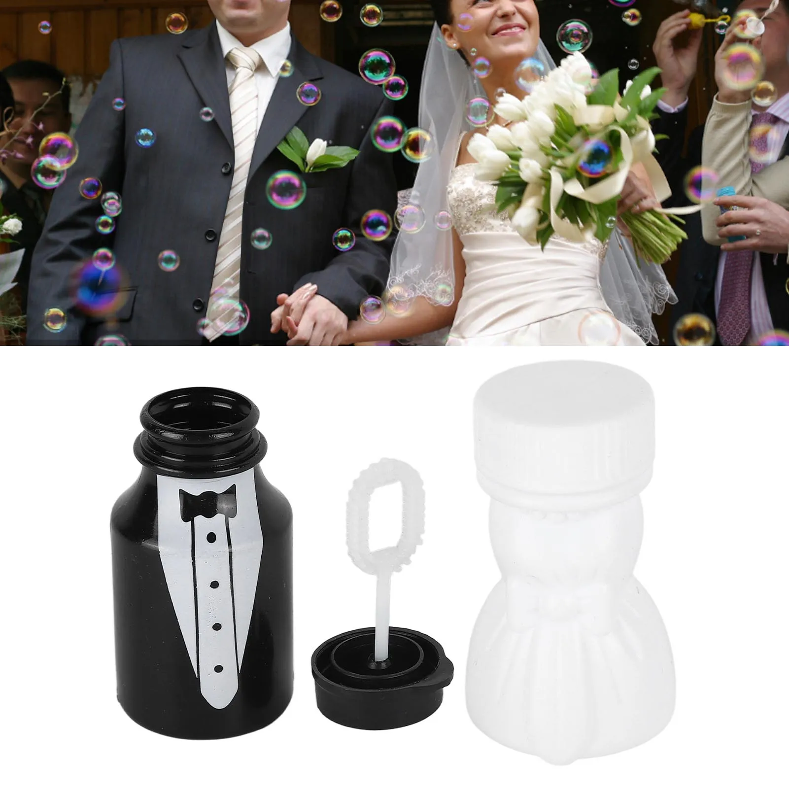 

26PCS Wedding Bubble Bottles Bride and Groom Shape Mini Bubble Party Bottle for Anniversary Engagement Bridal Celebration