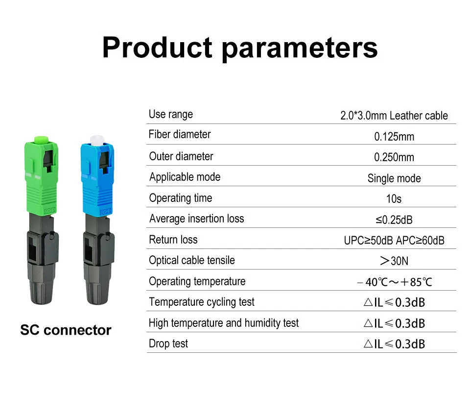FTTH SC single-mode fiber optic SC APC quick connector Fiber Optic Fast Connect