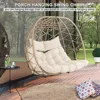 Outdoor Egg Swing Chair with Stand, 2 Person Patio Swing Chairs with Thick Cushions and Pillows, Wicker Double Egg Chair Swing 4