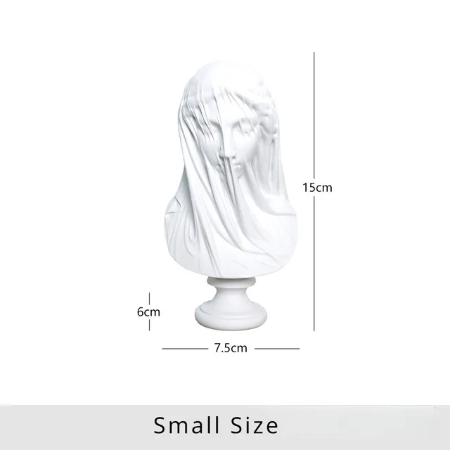 Statue de déesse grecque, buste de dame voilée, cadeaux classiques de la mythologie romaine, Sculpture de jeune fille, décorations d'étagère de bureau pour salon de maison 6