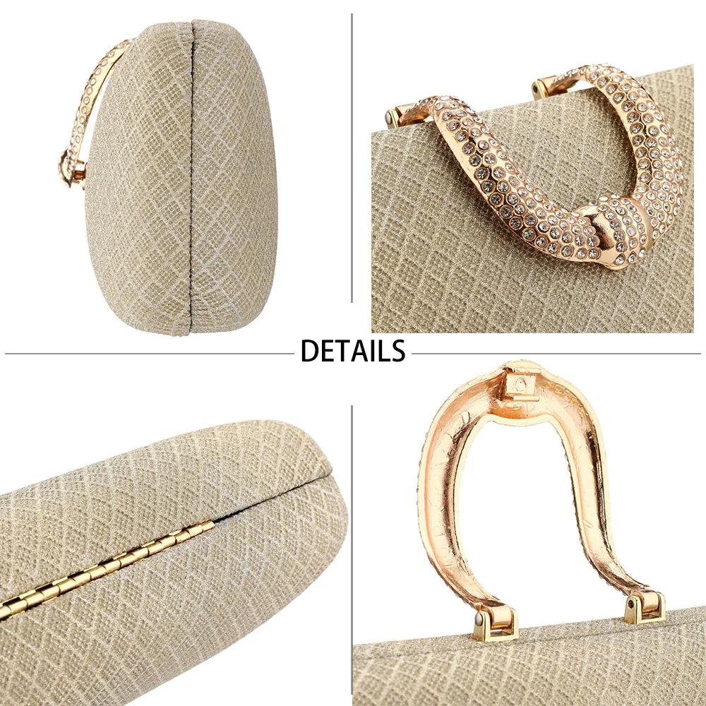 Borsa da sera arricciata 1 PC per donna, borsa con pochette ad anello superiore, borse con decorazioni di strass per la cena del ballo di fine anno di nozze