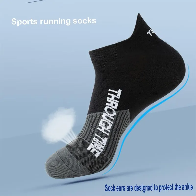 5 Pairs High Quality Men Ankle Sports Socks Athletic Fitness Running Breathable Spring Summer Mesh Casual Short Sock