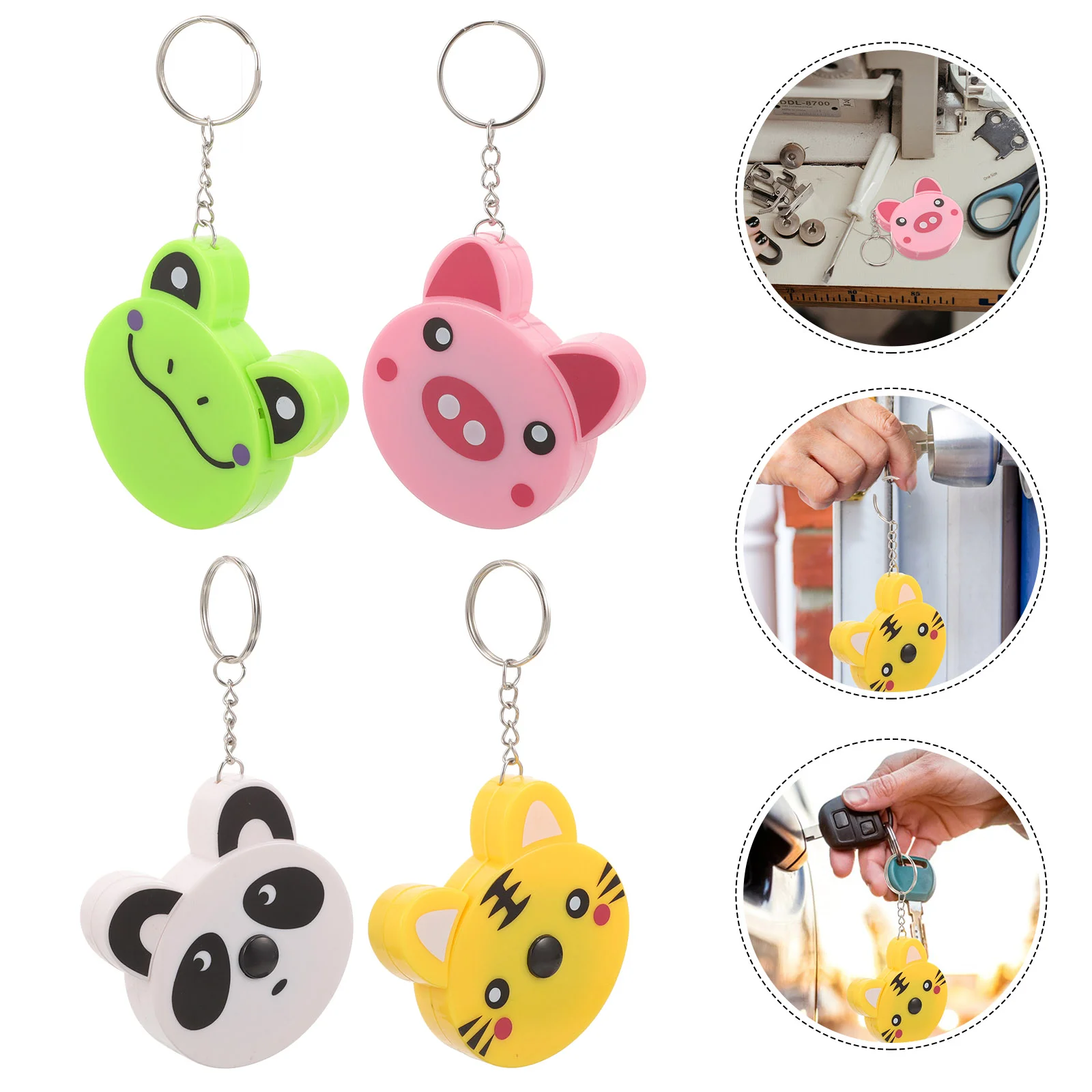 

4 Pcs Animal Mini Tape Measure Retractable Measuring Frog Keychain Ruler Kids Toy Telescopic Cute Toddler