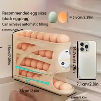 Support à œufs pour réfrigérateur, design coulissant automatique, rangement gain de place, matériau PP transparent, ustensile de cuisine pour la conservation des aliments 3