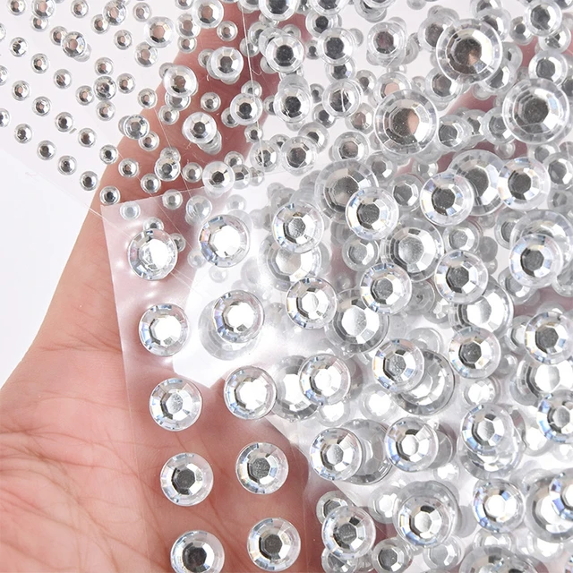 700! Glitterati Clear Peel Off Round 4 mm Sticky Sticker Gems for DIY Card